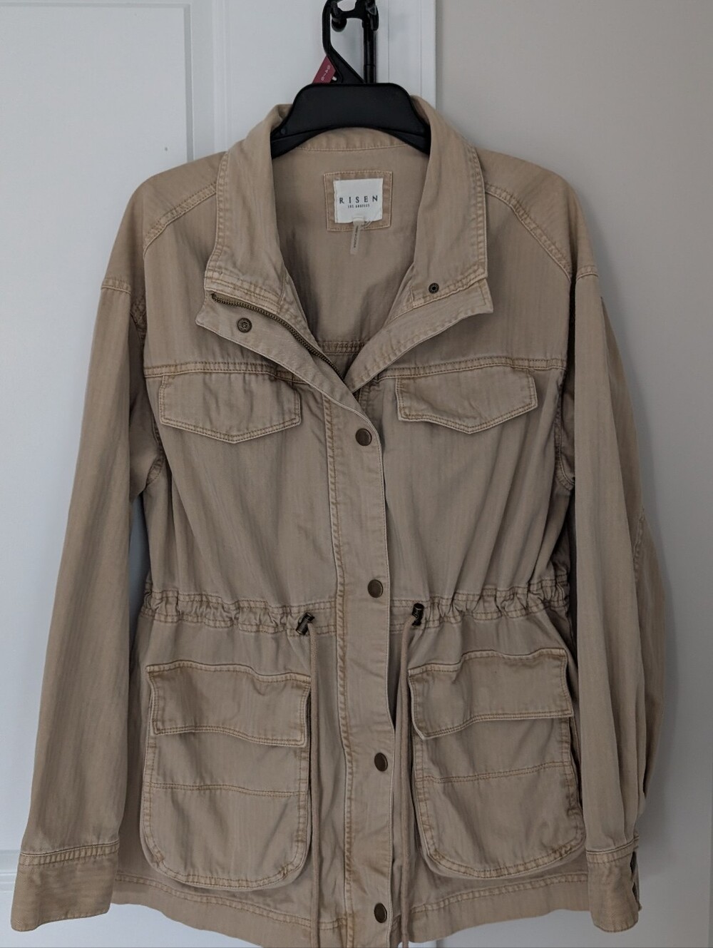 Risen Los Angeles Women's Beige Jean Jacket, Sized Small But Oversized Fit